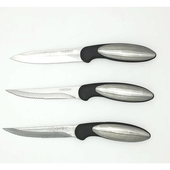 Vtg Oneida Contoura 12 Pc. Cutlery Knife Set High-Carbon Stainless w/Chef's Bag - Picture 5 of 16